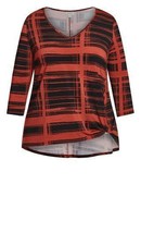 Avenue Rayna top vneck brushed check hi-lo twist front quarter sleeve NE... - $47.27