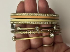 Lia Sophia Lot of 5 Rhinestone Bracelets Gold Tone and Enamel - £14.62 GBP