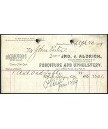 1889 J ALDRICH FURNITURE Jamestown NY Antique Billhead Document Upholstery - £4.69 GBP
