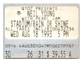 Neil Joven Perla Jam Soundgarden Ticket Stub August 18 1993 Toronto Canada - £53.67 GBP
