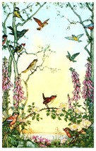 Dawn Chorus by Molly Brett Birds In Trees Singing California Postcard - £7.77 GBP