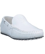Fabi Men&#39;s Vitello White Loafer Italy Driving Dots Shoes Moccasins Size ... - £195.97 GBP