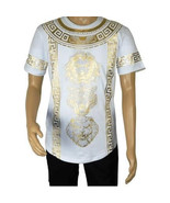 Mens PLATINI Sports Shirt With Rhine Stones Lion Medallion Chain SS3614 ... - $41.82 CAD