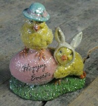 Happy Easter! Decoration Chicks Easter Egg Glitter Statue - £10.91 GBP