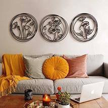 LaModaHome - Poppy Flowers Metal Wall Art Set of 3 White,Wall Decor, Living Room - £135.49 GBP