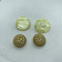 Vintage Earring lot of 2 Yellow Clip Rhinestone plastic Costume Jewelry ... - £11.62 GBP