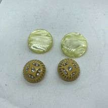 Vintage Earring lot of 2 Yellow Clip Rhinestone plastic Costume Jewelry ... - £11.83 GBP