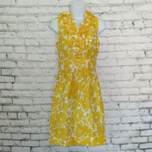Just Taylor Dress Womens 0 Yellow White Floral Sleeveless Ruffled V Neck Garden - £19.54 GBP