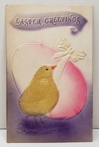 Heavily Embossed Airbrushed Easter Greeting Velvet Chick 1908 Postcard C18 - £10.32 GBP