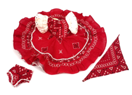 Vintage Barbie Clone Doll Red Bandana Dress Scarf Panties Handmade OOAK - £19.52 GBP