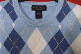 Brooks Brothers Men&#39;s Crew Neck Argyle Pima Cotton Sweater XXL Blue White Yellow - £33.02 GBP