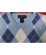 Brooks Brothers Men&#39;s Crew Neck Argyle Pima Cotton Sweater XXL Blue Whit... - $41.79