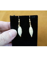 EE400-57 Off-White CINNABAR flower wooden oval beaded dangle hook earrin... - $227.26 MXN