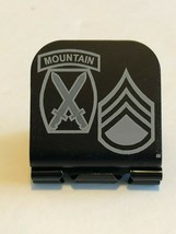 US ARMY 10th Mountain With SSG Stripes  Laser Etched Aluminum Hat Clip Brim-it - £9.43 GBP