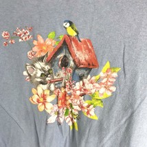 Vintage Cat Birdhouse Blue T-shirt 3XL Unisex Floral Kitty Bird cottagec... - $19.79