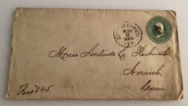 1883 US 3 cent stamp envelope Postmark Corpus Christie TX Norwich CT Bec... - $19.12