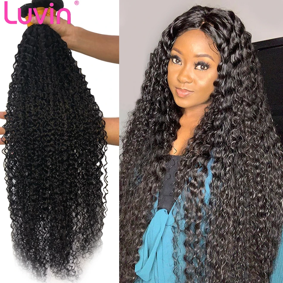 Luvin Deep Wave Bundles 30 Inch 3 Brazilian Remy Hair Weave Curly Human Raw - £26.78 GBP+