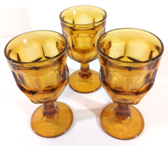 Set of 3 ASHBURTON STEMMED WINE GLASSES Amber WESTMORELAND CO Vintage - £21.79 GBP