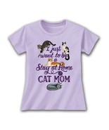 Cat Mom T shirt S M L XL 2XL Ladies Cotton Lavender Stay Home Short Slee... - £17.73 GBP