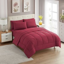 Solid Color, All-Season Sweet Home Collection 7-Piece Comforter Set, Burgundy. - £45.64 GBP