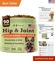 Natural Hip &amp; Joint Chews for Dogs - Chicken &amp; Turmeric, 90 Chews for Mo... - $40.50