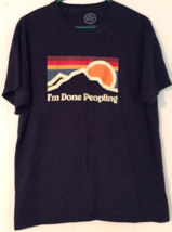 DOM t-shirt size L dark navy blue &quot;I&#39;m Done Peopling&quot; short sleeve 100% cotton - £4.86 GBP