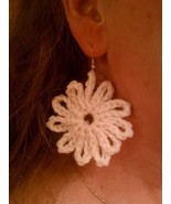 Handmade Crochet Flower Earrings French Hook  - $10.00