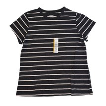 Time and Tru Dark Gray White Striped Relaxed Fit Crew Neck Baby Tee Wome... - £7.02 GBP