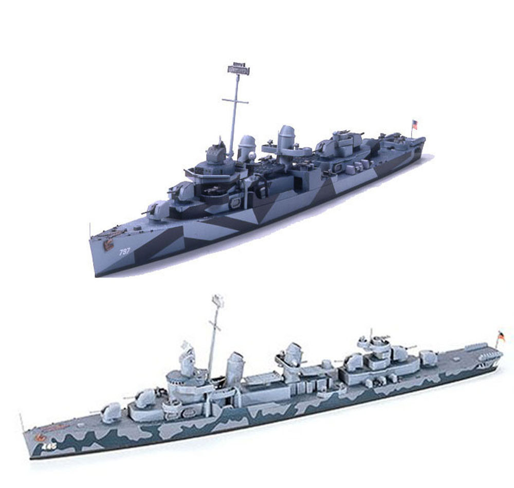 2 Tamiya Ship Models of US Navy Destroyers - DD-797 Cushing and DD445 Fletcher - $29.69