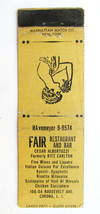 Fair Restaurant and Bar - Corona, LI, New York 20 Strike Matchbook Cover NY  - £1.58 GBP