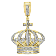 1.50Ct Round Simulated Diamond Crown Cross Pendant 14K Yellow Gold Plated - £72.56 GBP