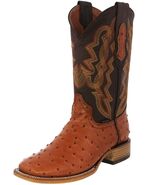 Mens Orange Cowboy Boots Leather Ostrich Quill Print Western Wear Square... - €103,32 EUR