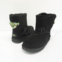 NIB UGG 1132719K Kids Girl Mini Bailey Bow II Galactic Black Winter Boots Size 6 - £80.38 GBP