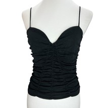 Urban Outfitters tank top Large Spaghetti strap shear lace ruching overlay black - £19.46 GBP