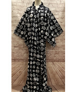 FP In Tokyo Kimono Robe 100% Cotton Size 61” Black MISSING SASH BELT - £59.31 GBP
