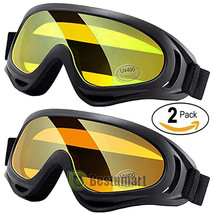 2 Pack Padded Motorcycle Ski Goggles Snowboard Anti Fog Lens Tawny Mirro... - £19.90 GBP