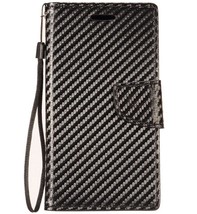 For Lg Aristo 2 / Tribute Dynasty - Black Carbon Fiber Card Id Wallet Ca... - $13.29