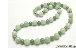 Vintage Natural  Green Jade Round Bead Necklace - £19.97 GBP