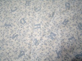 Alphabet with Vines Ivory and Country Blue Cotton Fabric Material  - $12.99