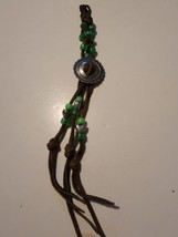 Vintage Bolo Tie Silver Tone Brown Green Beads Vtg - £8.73 GBP