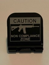 AR-15 Caution Non Compliance Zone Sign Laser Etched Aluminum Hat Clip Brim-it - £9.40 GBP