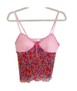 Pink Floral Pleated Bodice Cami Y2K Barbie Large - $23.38
