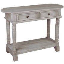 Sunset Trading Shabby Chic Cottage Table, Two Drawer, Natural limewash - £442.83 GBP