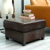 Glaxyfur Square Pu Leather Storage Ottoman Coffee Table | Brown - £68.70 GBP