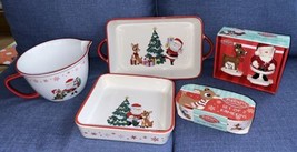 Rudolph &amp; Santa Baking Dishes Casserole Salt &amp; Pepper Shakers Coquettes ... - £157.11 GBP