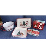 Rudolph &amp; Santa Baking Dishes Casserole Salt &amp; Pepper Shakers Coquettes ... - £156.72 GBP