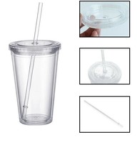 Tumbler With Lid And Straw: Double Wall, Insulated - £3.91 GBP
