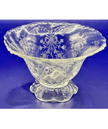 Heisey Crystal Etched Footed Candy Nut Dish 3-1/2&quot; x 5-5/8&quot; D Free Ship - $25.00