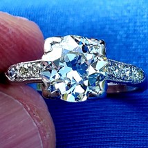 Earth mined Diamond Deco Engagement Ring Antique Solid Platinum Bridal Solitaire - $26,405.25