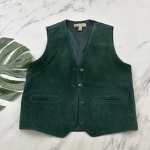 Marsh Landing Womens Vintage 90s Suede Vest Size M Dark Green Forest Lea... - $32.66